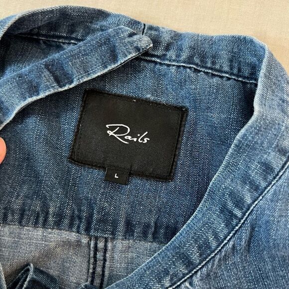 Rails Rhiannon Tie-Neck denim Chambray Dress size large - Picture 10 of 14